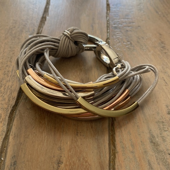 Gold Silver Rose Gold multi strand Bracelet New - Picture 10 of 11